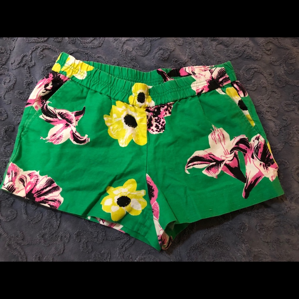 jcrew pull on floral shorts